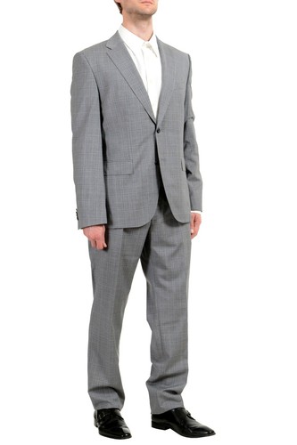 Pre-owned Hugo Boss "johnstons4/lenon1" Men's 100% Wool Plaid Two Button Suit In Multicolor