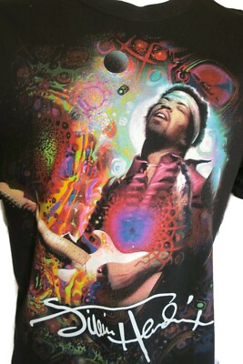 New Liquid Blue Jimi Hendrix with Neck Tag Cotton T-Shirt size Large