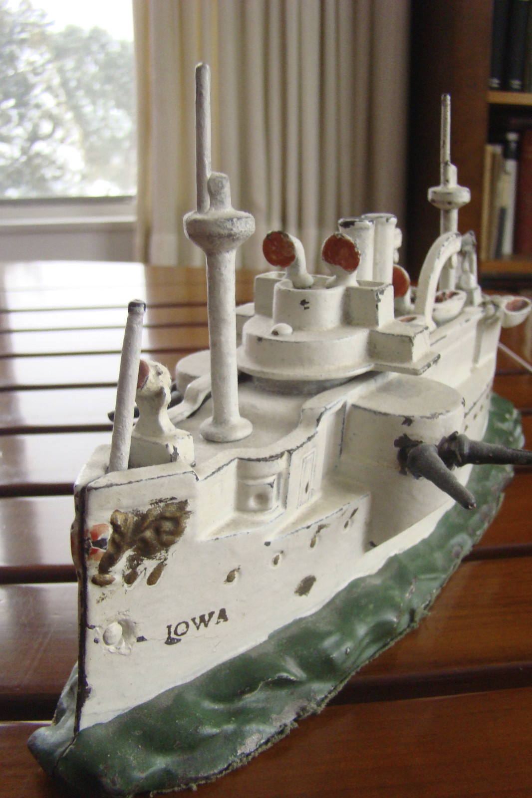 RARE USS IOWA DREADNOUGHT CAST IRON TOY BANK