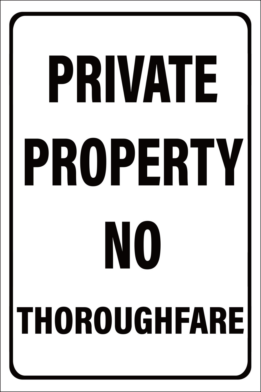 PRIVATE PROPERTY NO THOROUGHFARE SIGNAGE VARIOUS SIZES FREE DELIVERY Australia