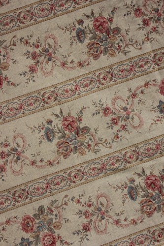 Curtain Antique French 1880 Romantic Floral and stripe drape Victorian period