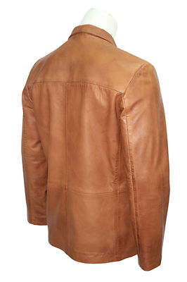 INFINITY KLASSISCHE BLAZER HERREN TAN 865 TAILLIERT WEICH ECHTES NAPPA LEDER JACKE MANTEL