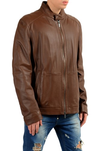 HUGO BOSS HUGO BOSS ZOLL NOKAM " 100% LEDER BROWN REISSVERSCHLUSS HERREN BASIC JACKE 46R