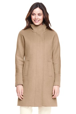 LANDS' END 16 Soft Camel Wool Blend Stadium Coat NWT $229