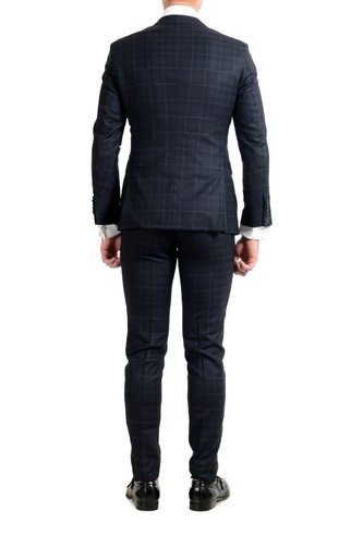 Pre-owned Hugo Boss "t-royston/wain1" Men's Extra Slim 100% Wool Plaid Two Button Suit In Multicolor