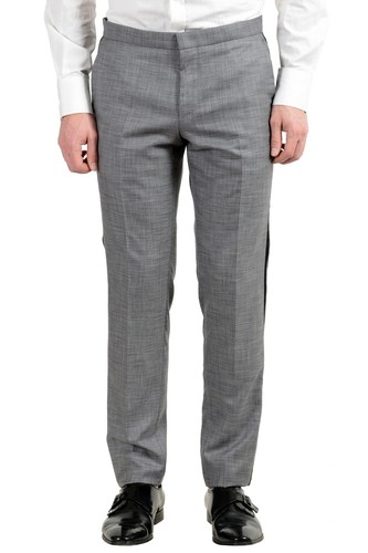 Pre-owned Hugo Boss "novid/bristow_1" Men's Wool Silk Slim Gray Tuxedo Two Button Suit