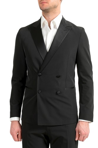 Pre-owned Hugo Boss Men's "nielsen/oliwer_1" Black Double Breasted Tuxedo Style Suit