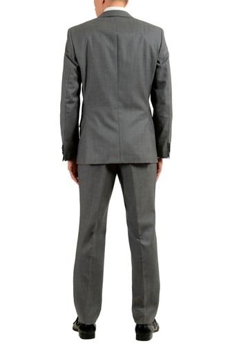 Pre-owned Hugo Boss "halsey/merill2" Men's 100% Wool Gray Two Button Suit