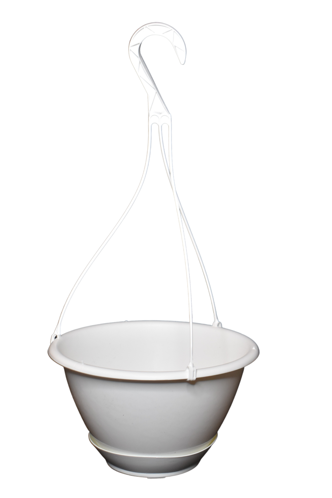 8" White Plastic Hanging Basket with Saucer- Set of 5 -KOBA Indoor Outdoor pot