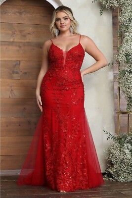 May Queen MQ2030 Spaghetti Strap V-Neck Pageant Long Dress