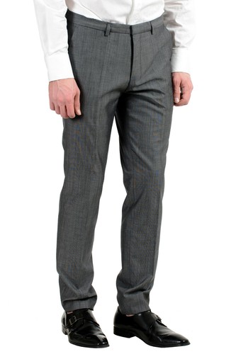 Pre-owned Hugo Boss "arti/hesten182" Men's Extra Slim Fit Wool Gray One Button Suit