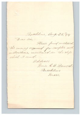 1884 Handwritten Letter Miss GA Rausch Brookline Massachusetts MA Family History