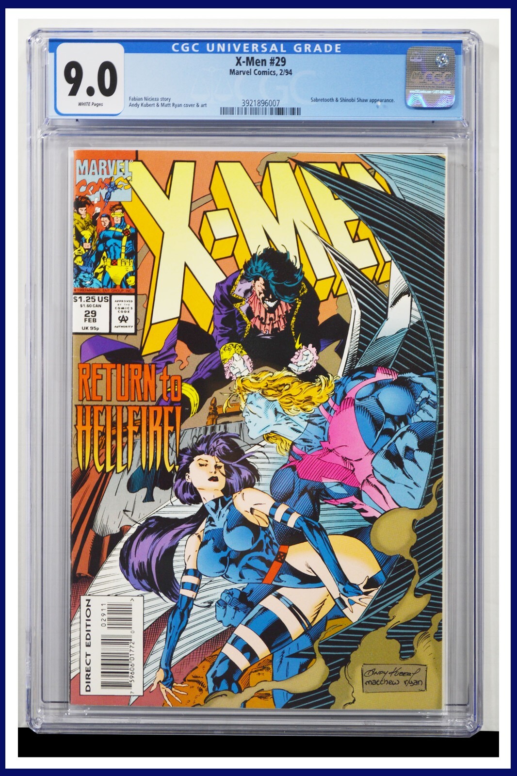 X-Men #29 CGC Graded 9.0 Marvel 1994 Andy Kubert Cover White