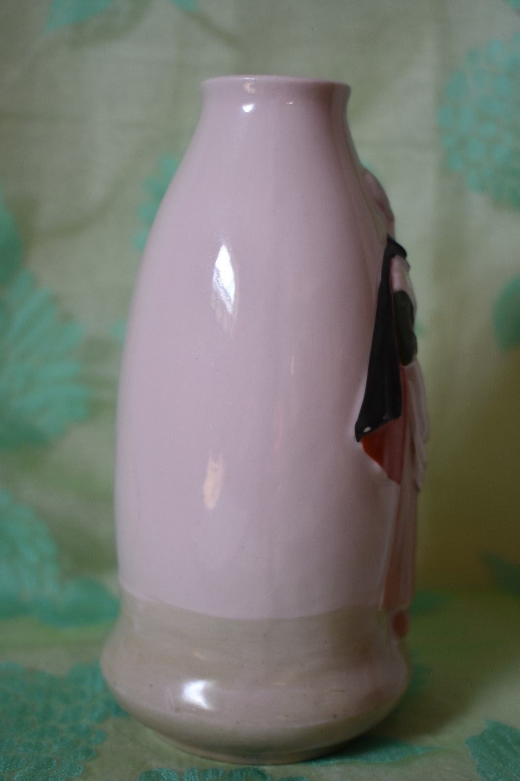 Pink Vase Woman with Cape and Hat Made in Germany almost 6 inches tall vintage