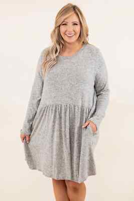 Besito Beg For It Dress, Heather Gray Size 1X Long Sleeve  Bust: 48'' Length: 37''