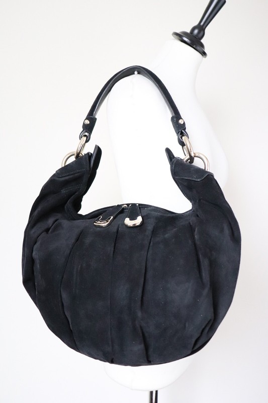 BALLY Hobo Shoulder Bag Black Suede Leather AUTHENTIC Large eBay