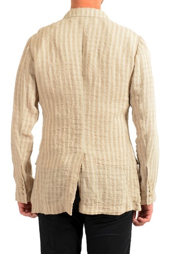 Pre-owned Dolce & Gabbana Men's Beige 100% Linen Striped Blazer Size Us 36 38 40 42 44