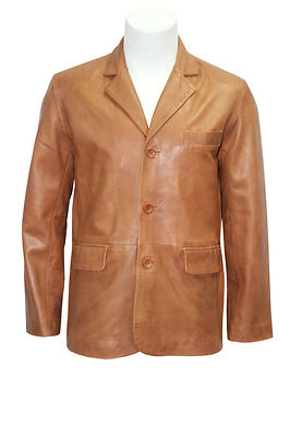INFINITY KLASSISCHE BLAZER HERREN TAN 865 TAILLIERT WEICH ECHTES NAPPA LEDER JACKE MANTEL