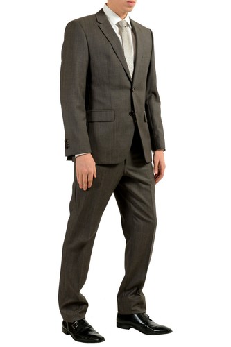 Pre-owned Hugo Boss "the Grand1/central1us" Men's 100% Wool Dark Brown Two Button Suit