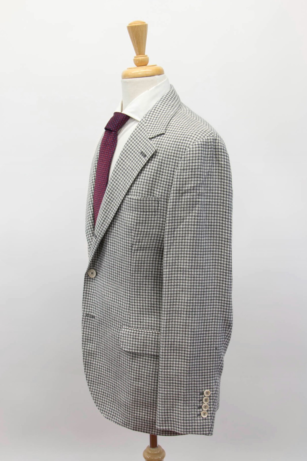 Pre-owned Brunello Cucinelli $3295  Men's Houndstooth Sport Coat With Logo Buttons A248 In Ivory + Charcoal Gray Print