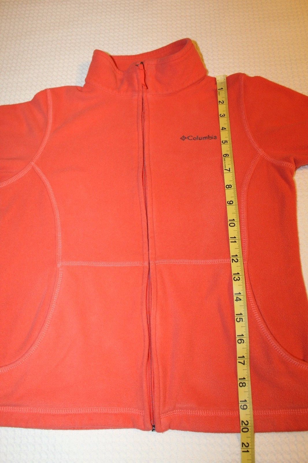 COLUMBIA SPORTSWEAR Youth Large Orange Fleece Zip Front Jacket/Top LS EUC