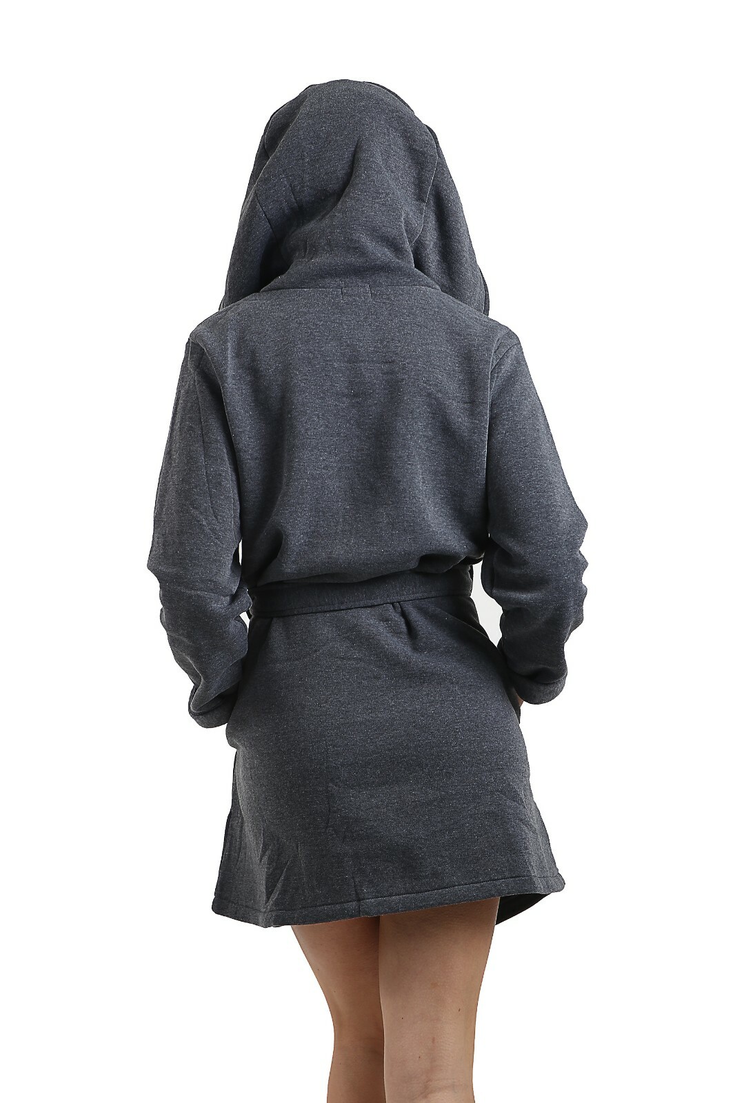 ladies black dressing gown with hood