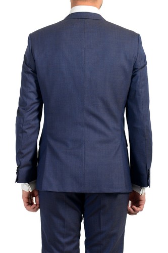 Pre-owned Hugo Boss "huge6/genius5_bxn" Men's 100% Wool Two Button Suit In Blue