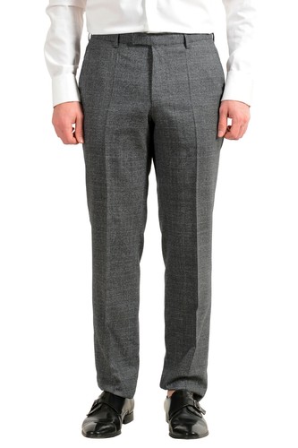 Pre-owned Hugo Boss Men's "johnstons5/lenon1" Regular Fit Gray 100% Wool Two Button Suit