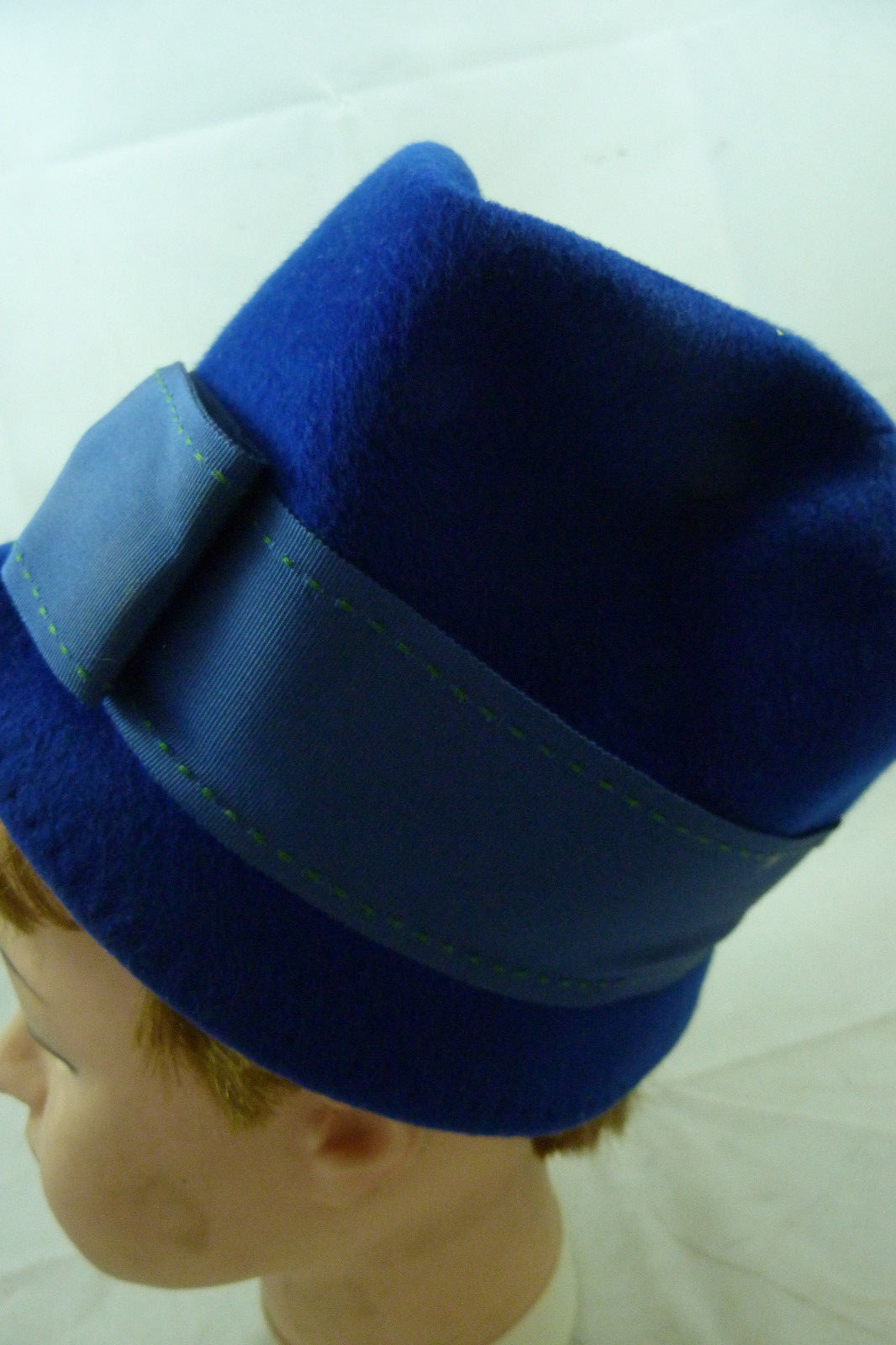Vintage Cobalt Blue Pillbox Ladies Jeri Jerome Original Ritz Wool Hat Fancy Cap