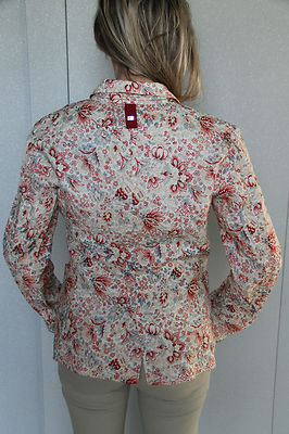 Pre-owned High Use Nice Jacket Floral In Ramie  Ex Girbaud T 38 Fr 42i 36d Val In White