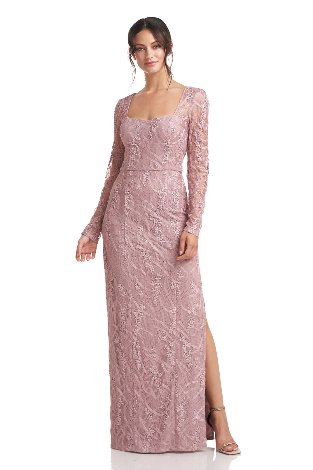 

JS COLLECTIONS Платье Wisteria Dusty Pink Giovanna с кружевом и пайетками по бокам, Розовый