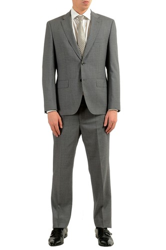 Pre-owned Hugo Boss "johnston3/lenon1" Men's 100% Wool Gray Two Button Suit