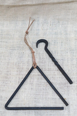 Large Western Dinner Triangle Calling Bell Rustic Decor Chuck Wagon Hand Forged