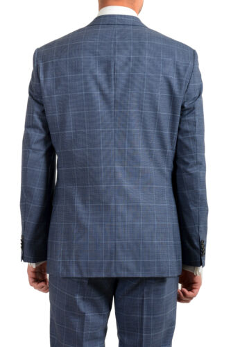 Pre-owned Hugo Boss Men's Phoenix/madisen Plaid Comfort Fit 100% Wool Suit Us 38r It 48r In Blue