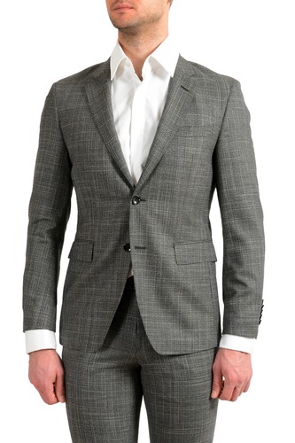 Pre-owned Hugo Boss Men's "t-royston/wain1" Gray Wool Silk Two Button Suit