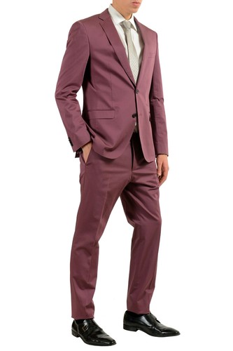 Pre-owned Hugo Boss "reyno3/wave1" Men's Purple Two Button Suit
