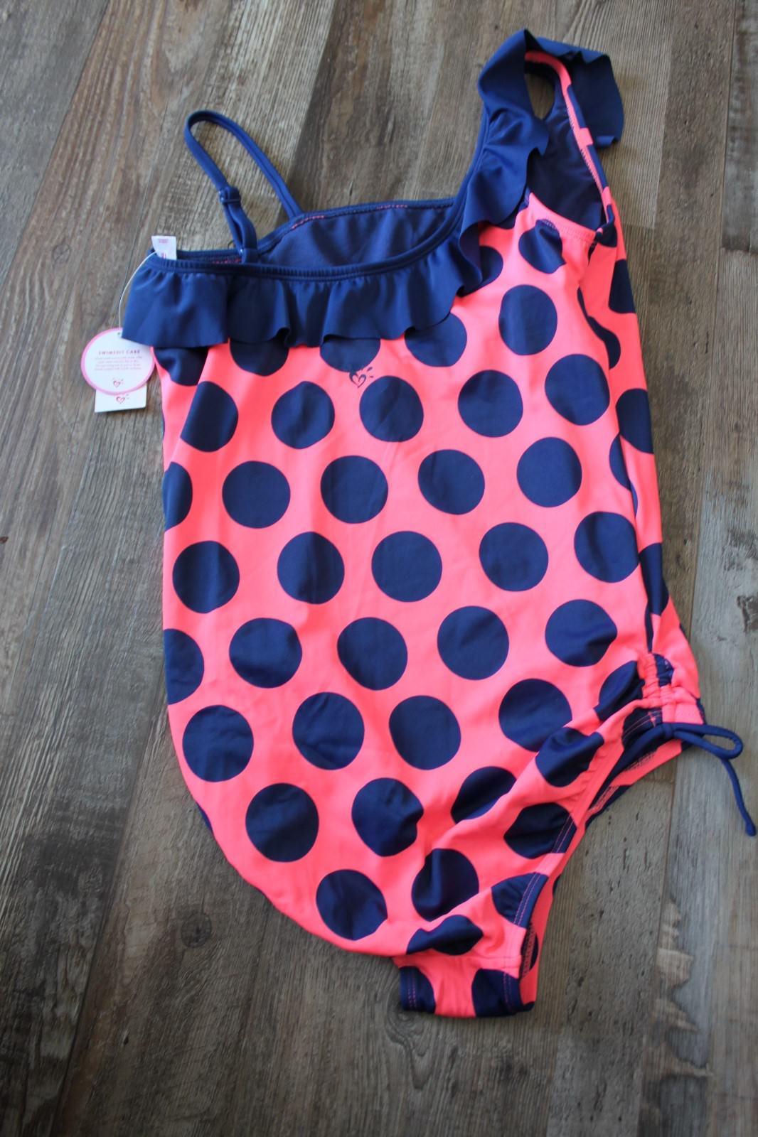 Girls Justice size 18 NWT Swimsuit Blue/Coral with Ruffle