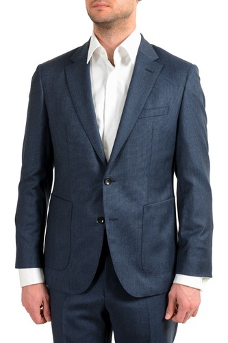 Pre-owned Hugo Boss Men's "t-hunter/goswin" Blue 100% Wool Two Button Suit