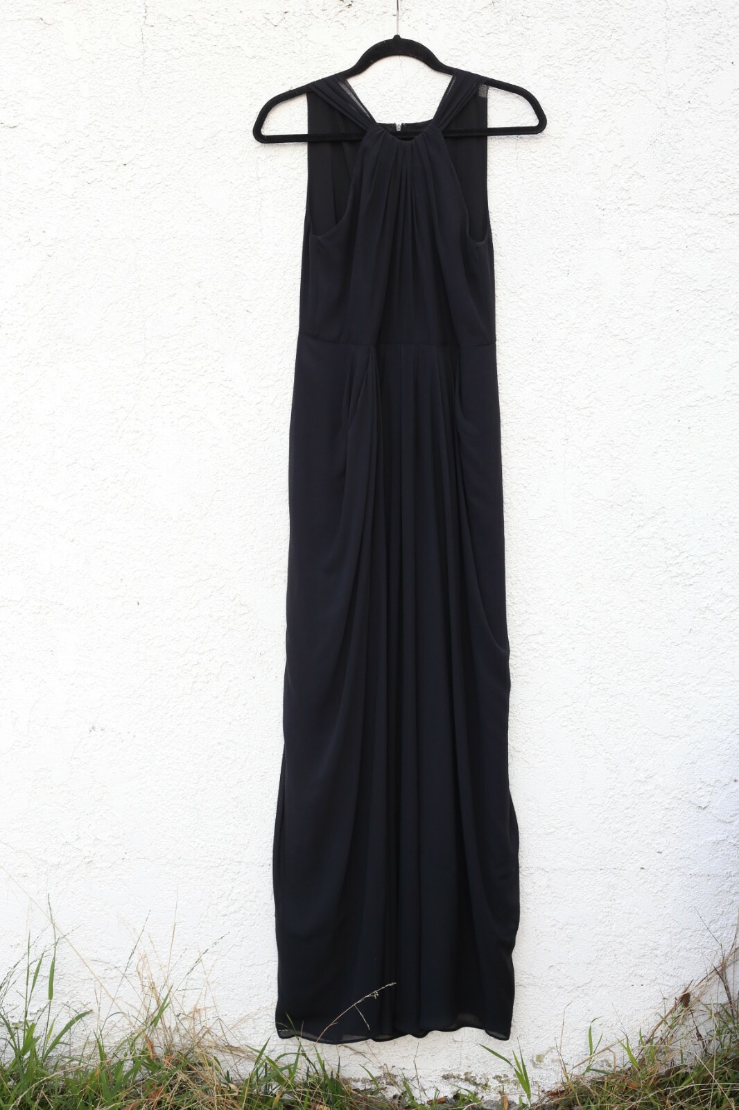Ann Taylor Maxi Dress Long Silk Pleated Black Gown Formal EVENING Lined 2 S