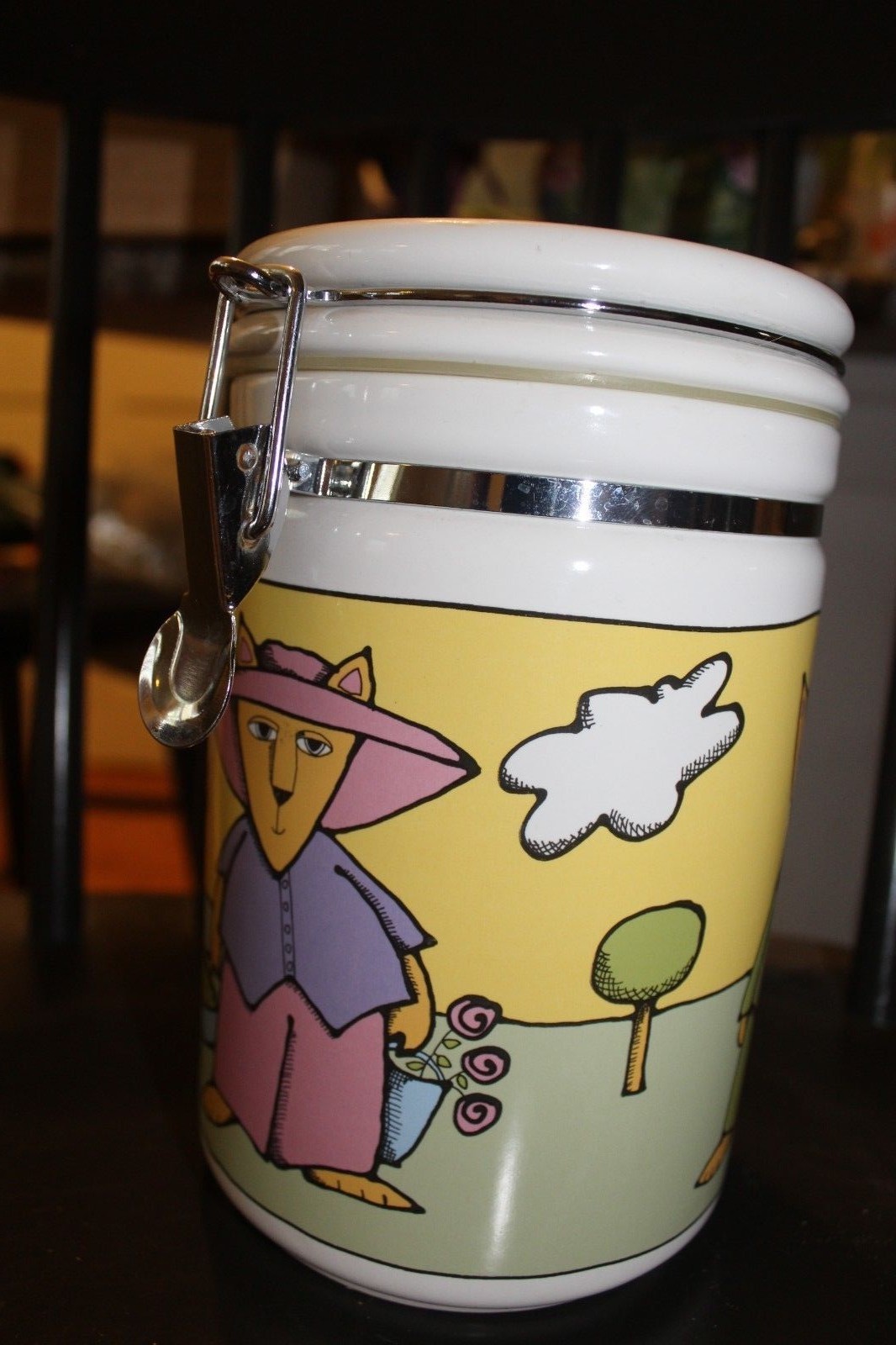 Adventure Cat Canister/Jar by Ursula Dodge - Cat Treats - EUC