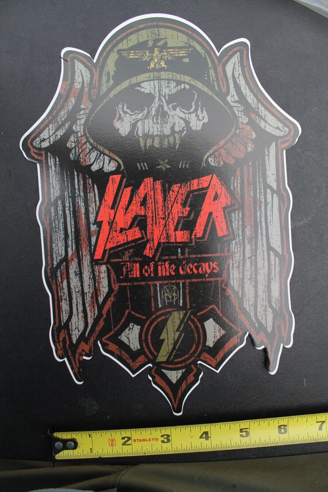 Slayer Heavy Metal All of Life Decays War Skull Helmet M8 Vintage Music STICKER