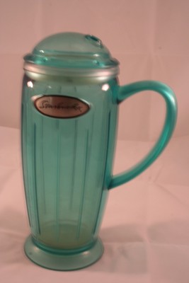 2001 starbucks barista soda fountain glass/mug/cup,lid w/hole