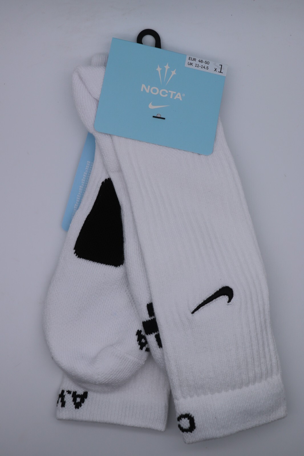 NIKE NOCTA CREW CUSHIONED BASKETBALL DRI FIT SOCKS - WHITE