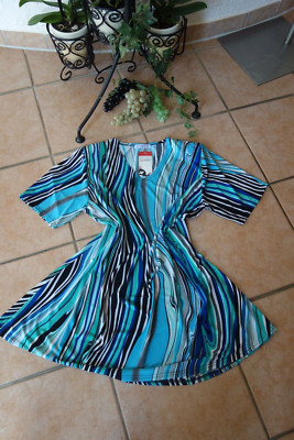 MAGNA Tunika Long Shirt 48 50 NEU aqua türkis Grafik Hippie Stretch LAGENLOOK