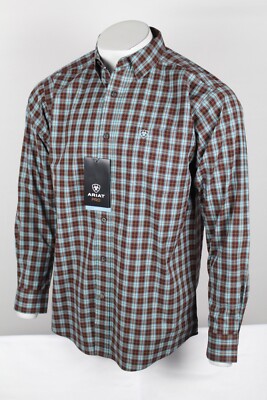 Ariat Men's Pro Series Brett Classic Fit Shirt Button Bitter Chocolate 10046227