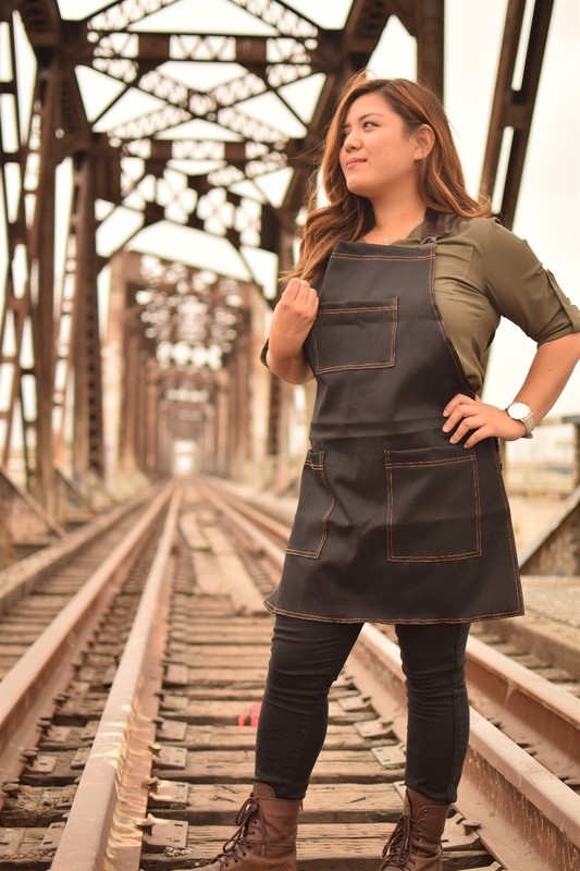Denim Apron Art Woodwork Barber Hair Stylist Leather Kitchen