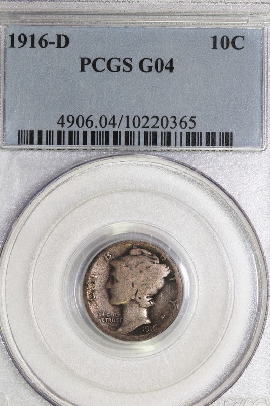 1916-D Key Date Mercury Dime - PCGS Graded G04 (10220365)