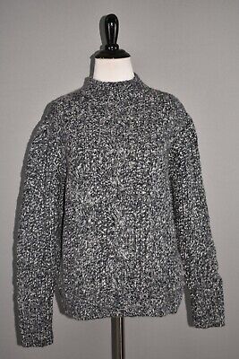 TOPSHOP NEW $68 Vertical Cable Crew Sweater in Black White XS