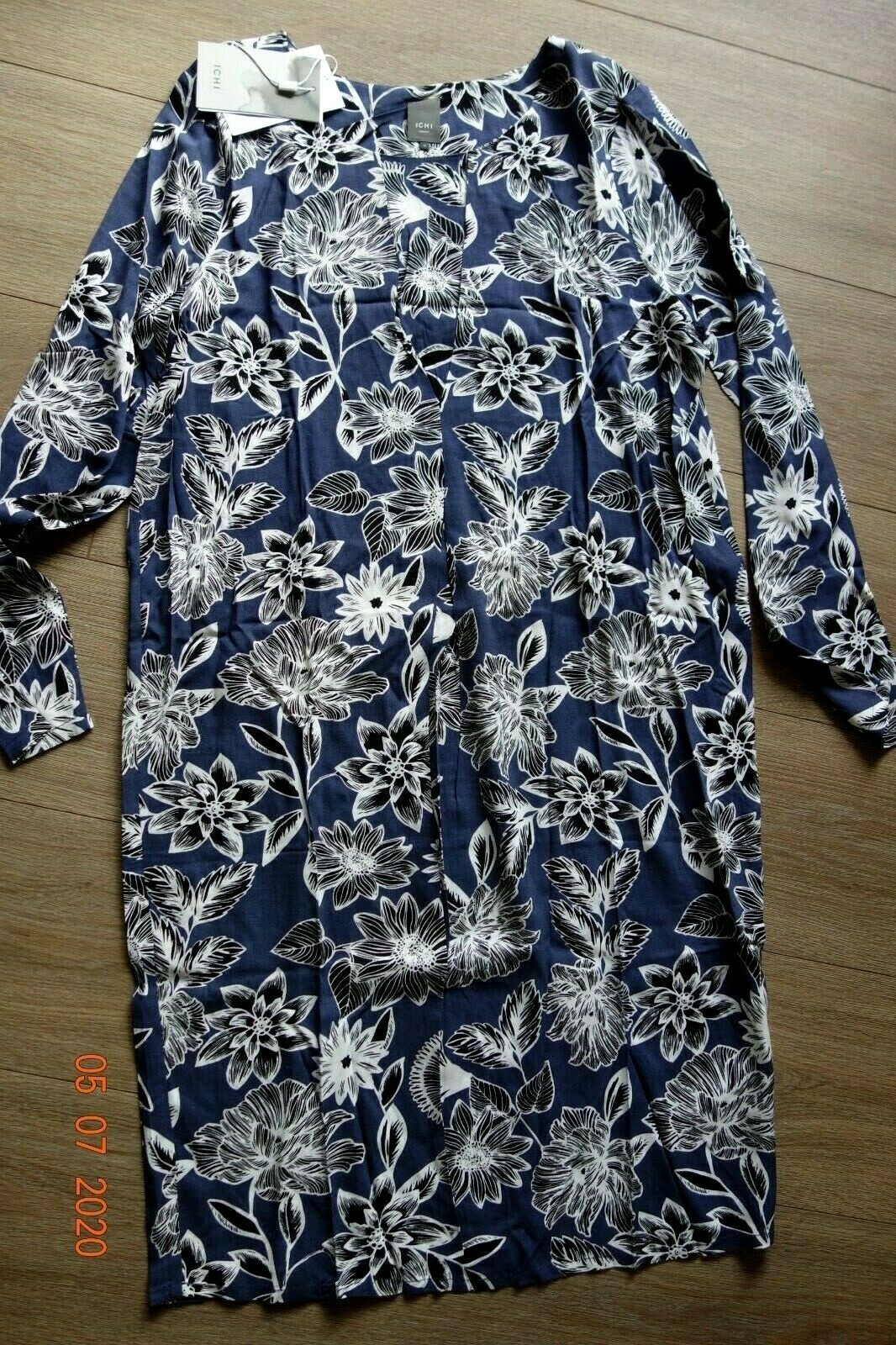 luftiges legeres Sommerkleid - Ichi - Viskose - Gr. M 3840 NEU blau