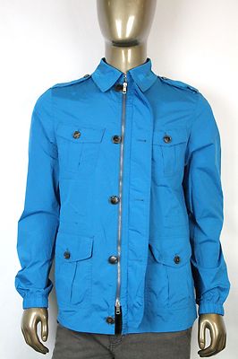 Pre-owned Gucci $1650  Mens Nylon Stretch Windbreak Blouse Jacket Turquoise 337454 4610 In Blue